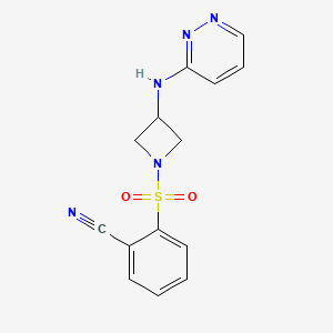 molecular formula C14H13N5O2S B2439461 2-({3-[(吡啶-3-基)氨基]氮杂环丁-1-基}磺酰基)苯甲腈 CAS No. 2097890-17-8