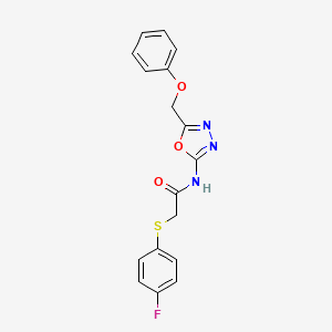 molecular formula C17H14FN3O3S B2439465 2-((4-氟苯基)硫代)-N-(5-(苯氧基甲基)-1,3,4-恶二唑-2-基)乙酰胺 CAS No. 1286713-84-5