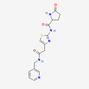 5-oxo-N-(4-(2-oxo-2-((pyridin-3-ylmethyl)amino)ethyl)thiazol-2-yl)pyrrolidine-2-carboxamide