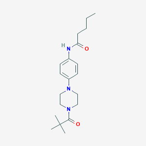 molecular formula C20H31N3O2 B243947 N-{4-[4-(2,2-dimethylpropanoyl)piperazin-1-yl]phenyl}pentanamide 