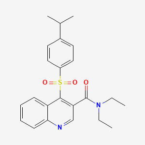 molecular formula C23H26N2O3S B2439470 N,N-diethyl-4-((4-isopropylphenyl)sulfonyl)quinoline-3-carboxamide CAS No. 1111032-47-3