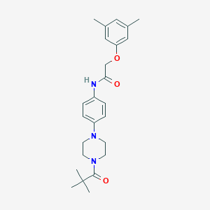 molecular formula C25H33N3O3 B243948 2-(3,5-dimethylphenoxy)-N-{4-[4-(2,2-dimethylpropanoyl)-1-piperazinyl]phenyl}acetamide 