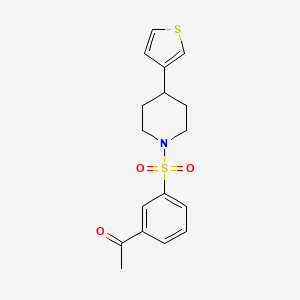 molecular formula C17H19NO3S2 B2439482 1-(3-((4-(噻吩-3-基)哌啶-1-基)磺酰基)苯基)乙酮 CAS No. 1448071-51-9