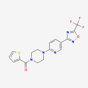 molecular formula C17H14F3N5O2S B2439487 Thiophen-2-yl(4-(5-(5-(trifluoromethyl)-1,2,4-oxadiazol-3-yl)pyridin-2-yl)piperazin-1-yl)methanone CAS No. 1235624-98-2