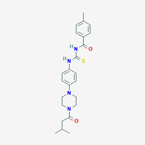 molecular formula C24H30N4O2S B243949 4-methyl-N-({4-[4-(3-methylbutanoyl)piperazin-1-yl]phenyl}carbamothioyl)benzamide 