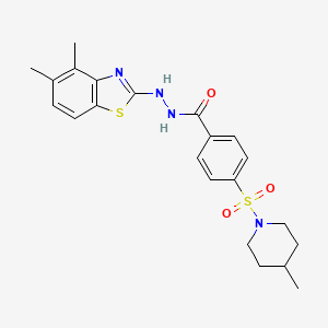 molecular formula C22H26N4O3S2 B2439503 N'-(4,5-dimethylbenzo[d]thiazol-2-yl)-4-((4-methylpiperidin-1-yl)sulfonyl)benzohydrazide CAS No. 851980-60-4