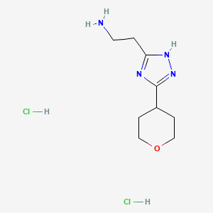 molecular formula C9H18Cl2N4O B2439512 2-[5-(oxan-4-yl)-4H-1,2,4-triazol-3-yl]ethan-1-amine dihydrochloride CAS No. 2094932-27-9