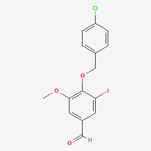 molecular formula C15H12ClIO3 B2439521 4-[(4-Chlorobenzyl)oxy]-3-iodo-5-methoxybenzaldehyde CAS No. 345983-01-9