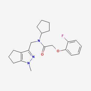molecular formula C21H26FN3O2 B2439525 N-cyclopentyl-2-(2-fluorophenoxy)-N-((1-methyl-1,4,5,6-tetrahydrocyclopenta[c]pyrazol-3-yl)methyl)acetamide CAS No. 2034478-56-1
