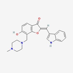 molecular formula C23H23N3O3 B2439530 (Z)-2-((1H-indol-3-yl)methylene)-6-hydroxy-7-((4-methylpiperazin-1-yl)methyl)benzofuran-3(2H)-one CAS No. 1378263-07-0
