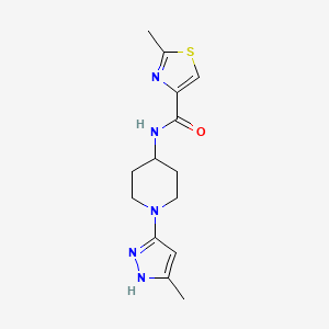 molecular formula C14H19N5OS B2439531 2-methyl-N-(1-(5-methyl-1H-pyrazol-3-yl)piperidin-4-yl)thiazole-4-carboxamide CAS No. 2034200-53-6
