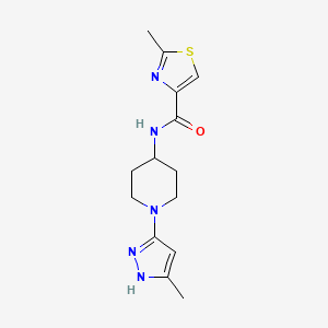 molecular formula C14H19N5OS B2439531 2-甲基-N-[1-(5-甲基-1H-吡唑-3-基)哌啶-4-基]-1,3-噻唑-4-甲酰胺 CAS No. 2034200-53-6