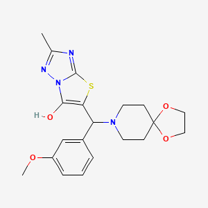 molecular formula C20H24N4O4S B2439532 5-((3-Methoxyphenyl)(1,4-dioxa-8-azaspiro[4.5]decan-8-yl)methyl)-2-methylthiazolo[3,2-b][1,2,4]triazol-6-ol CAS No. 851969-59-0