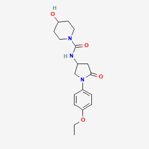 molecular formula C18H25N3O4 B2439537 N-(1-(4-乙氧苯基)-5-氧代吡咯烷-3-基)-4-羟基哌啶-1-甲酰胺 CAS No. 894009-69-9