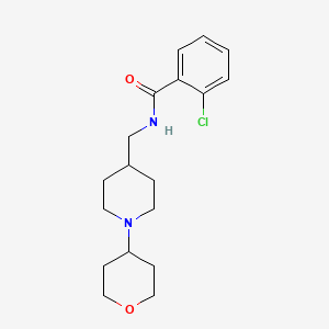 molecular formula C18H25ClN2O2 B2439541 2-chloro-N-((1-(tetrahydro-2H-pyran-4-yl)piperidin-4-yl)methyl)benzamide CAS No. 2034324-52-0