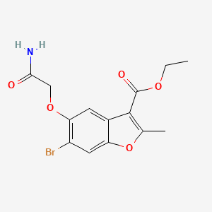 molecular formula C14H14BrNO5 B2439543 Ethyl 5-(2-amino-2-oxoethoxy)-6-bromo-2-methyl-1-benzofuran-3-carboxylate CAS No. 315237-35-5