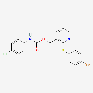 molecular formula C19H14BrClN2O2S B2439548 [2-(4-bromophenyl)sulfanylpyridin-3-yl]methyl N-(4-chlorophenyl)carbamate CAS No. 478031-20-8