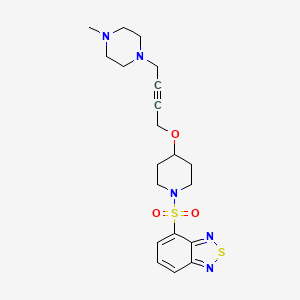 molecular formula C20H27N5O3S2 B2439564 4-[(4-{[4-(4-Methylpiperazin-1-yl)but-2-yn-1-yl]oxy}piperidin-1-yl)sulfonyl]-2,1,3-benzothiadiazole CAS No. 2415622-89-6