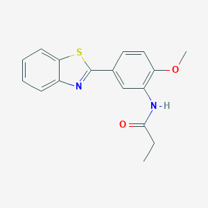 molecular formula C17H16N2O2S B243958 N-[5-(1,3-benzothiazol-2-yl)-2-methoxyphenyl]propanamide 