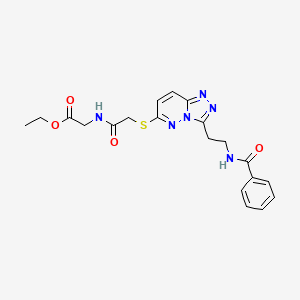 molecular formula C20H22N6O4S B2439590 Ethyl 2-(2-((3-(2-benzamidoethyl)-[1,2,4]triazolo[4,3-b]pyridazin-6-yl)thio)acetamido)acetate CAS No. 872994-17-7