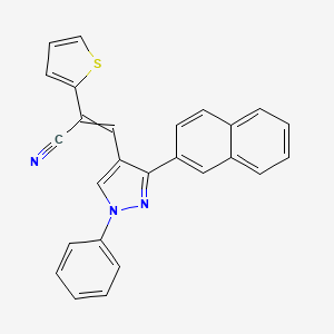 molecular formula C26H17N3S B2439593 2-噻吩乙腈，α-[[3-(2-萘基)-1-苯基-1H-吡唑-4-基]亚甲基]- CAS No. 1007052-69-8