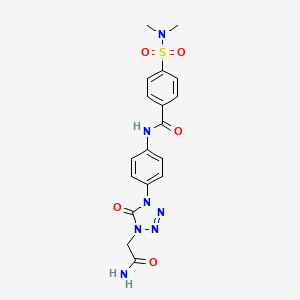 molecular formula C18H19N7O5S B2439597 N-(4-(4-(2-amino-2-oxoethyl)-5-oxo-4,5-dihydro-1H-tetrazol-1-yl)phenyl)-4-(N,N-dimethylsulfamoyl)benzamide CAS No. 1396783-20-2