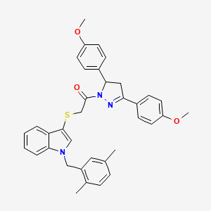 1-(3,5-bis(4-methoxyphenyl)-4,5-dihydro-1H-pyrazol-1-yl)-2-((1-(2,5-dimethylbenzyl)-1H-indol-3-yl)thio)ethanone