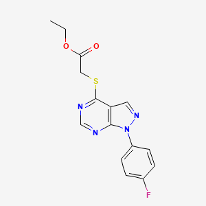 molecular formula C15H13FN4O2S B2439619 Ethyl 2-[1-(4-fluorophenyl)pyrazolo[3,4-d]pyrimidin-4-yl]sulfanylacetate CAS No. 893911-02-9