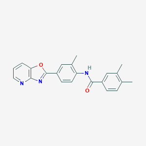 molecular formula C22H19N3O2 B243962 3,4-dimethyl-N-(2-methyl-4-[1,3]oxazolo[4,5-b]pyridin-2-ylphenyl)benzamide 