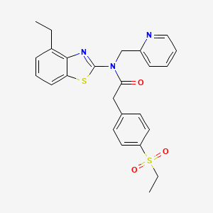 molecular formula C25H25N3O3S2 B2439630 N-(4-ethylbenzo[d]thiazol-2-yl)-2-(4-(ethylsulfonyl)phenyl)-N-(pyridin-2-ylmethyl)acetamide CAS No. 941972-64-1