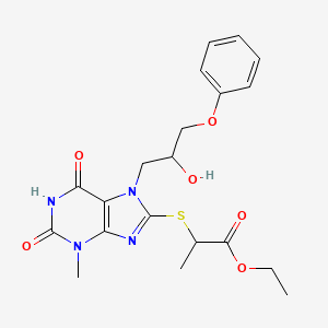 Ethyl 2-[7-(2-hydroxy-3-phenoxypropyl)-3-methyl-2,6-dioxopurin-8-yl]sulfanylpropanoate