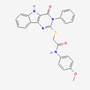 molecular formula C25H20N4O3S B2439633 N-(4-甲氧基苯基)-2-((4-氧代-3-苯基-4,5-二氢-3H-嘧啶并[5,4-b]吲哚-2-基)硫代)乙酰胺 CAS No. 537668-79-4