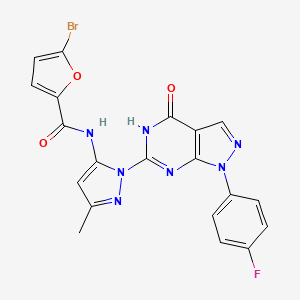 molecular formula C20H13BrFN7O3 B2439637 5-bromo-N-(1-(1-(4-fluorophenyl)-4-oxo-4,5-dihydro-1H-pyrazolo[3,4-d]pyrimidin-6-yl)-3-methyl-1H-pyrazol-5-yl)furan-2-carboxamide CAS No. 1020488-93-0