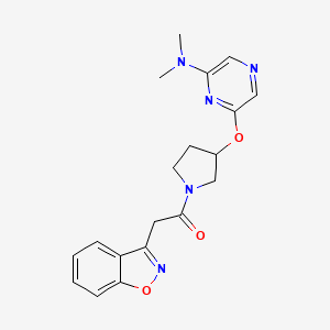 molecular formula C19H21N5O3 B2439645 2-(苯并[d]异恶唑-3-基)-1-(3-((6-(二甲氨基)吡嗪-2-基)氧代)吡咯烷-1-基)乙酮 CAS No. 2034286-31-0