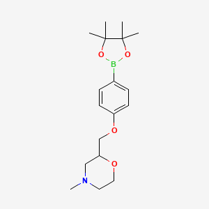 molecular formula C18H28BNO4 B2439647 4-甲基-2-[[4-(4,4,5,5-四甲基-1,3,2-二氧杂硼环-2-基)苯氧基]甲基]吗啉 CAS No. 2246429-21-8