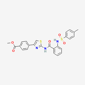molecular formula C25H21N3O5S2 B2439653 Methyl 4-[2-[[2-[(4-methylphenyl)sulfonylamino]benzoyl]amino]-1,3-thiazol-4-yl]benzoate CAS No. 441291-07-2