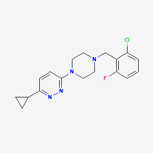 molecular formula C18H20ClFN4 B2439658 3-(4-(2-氯-6-氟苄基)哌嗪-1-基)-6-环丙基吡啶嗪 CAS No. 2034494-39-6