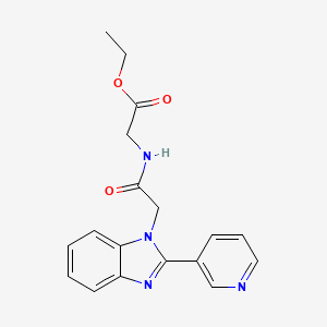 molecular formula C18H18N4O3 B2439667 乙酸2-(2-(2-(吡啶-3-基)-1H-苯并[d]咪唑-1-基)乙酰氨基)乙酯 CAS No. 1105210-35-2
