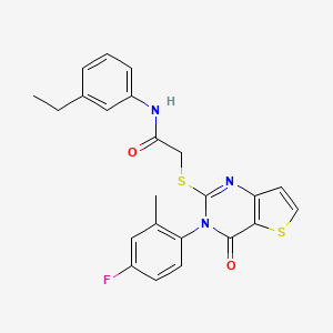 molecular formula C23H20FN3O2S2 B2439668 N-(3-乙基苯基)-2-((3-(4-氟-2-甲基苯基)-4-氧代-3,4-二氢噻吩[3,2-d]嘧啶-2-基)硫)乙酰胺 CAS No. 1794855-09-6