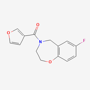 molecular formula C14H12FNO3 B2439669 (7-氟-2,3-二氢苯并[f][1,4]恶嗪-4(5H)-基)(呋喃-3-基)甲酮 CAS No. 2034377-88-1