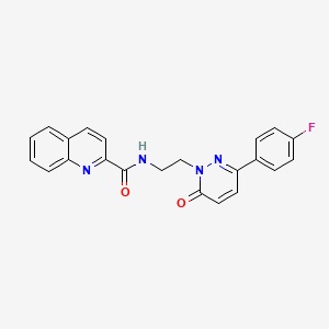 molecular formula C22H17FN4O2 B2439675 N-(2-(3-(4-氟苯基)-6-氧代嘧啶并[1,6-a]嘧啶-1(6H)-基)乙基)喹啉-2-甲酰胺 CAS No. 921804-66-2