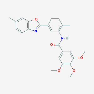 molecular formula C25H24N2O5 B243968 3,4,5-trimethoxy-N-[2-methyl-5-(6-methyl-1,3-benzoxazol-2-yl)phenyl]benzamide 
