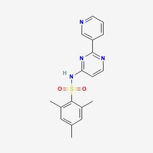 molecular formula C18H18N4O2S B2439680 2,4,6-trimethyl-N-[2-(3-pyridinyl)-4-pyrimidinyl]benzenesulfonamide CAS No. 439108-35-7