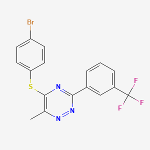 molecular formula C17H11BrF3N3S B2439681 5-[(4-溴苯基)硫基]-6-甲基-3-[3-(三氟甲基)苯基]-1,2,4-三嗪 CAS No. 339103-76-3