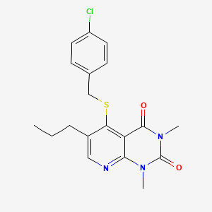 molecular formula C19H20ClN3O2S B2439694 5-((4-氯苄基)硫代)-1,3-二甲基-6-丙基吡啶并[2,3-d]嘧啶-2,4(1H,3H)-二酮 CAS No. 899940-99-9