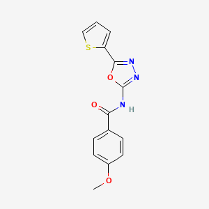 molecular formula C14H11N3O3S B2439703 4-methoxy-N-(5-thiophen-2-yl-1,3,4-oxadiazol-2-yl)benzamide CAS No. 865287-71-4