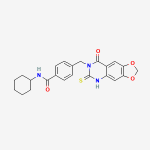 N-cyclohexyl-4-[(8-oxo-6-sulfanylidene-5H-[1,3]dioxolo[4,5-g]quinazolin-7-yl)methyl]benzamide