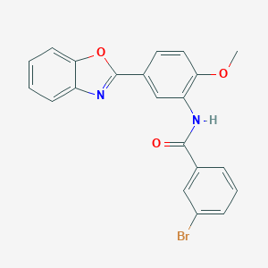 molecular formula C21H15BrN2O3 B243971 N-[5-(1,3-benzoxazol-2-yl)-2-methoxyphenyl]-3-bromobenzamide 