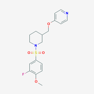 molecular formula C18H21FN2O4S B2439719 4-[[1-(3-Fluoro-4-methoxyphenyl)sulfonylpiperidin-3-yl]methoxy]pyridine CAS No. 2380009-92-5