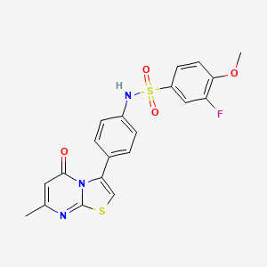 B2439744 3-fluoro-4-methoxy-N-(4-(7-methyl-5-oxo-5H-thiazolo[3,2-a]pyrimidin-3-yl)phenyl)benzenesulfonamide CAS No. 1171003-02-3